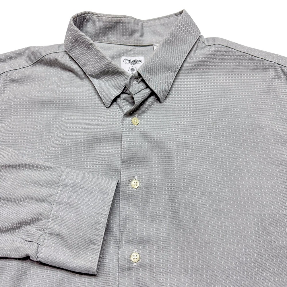 Gitman Bros Dress Shirt Mens 17.5 35/36 Gray Trim Fit Wingspan Stretch Cotton‎